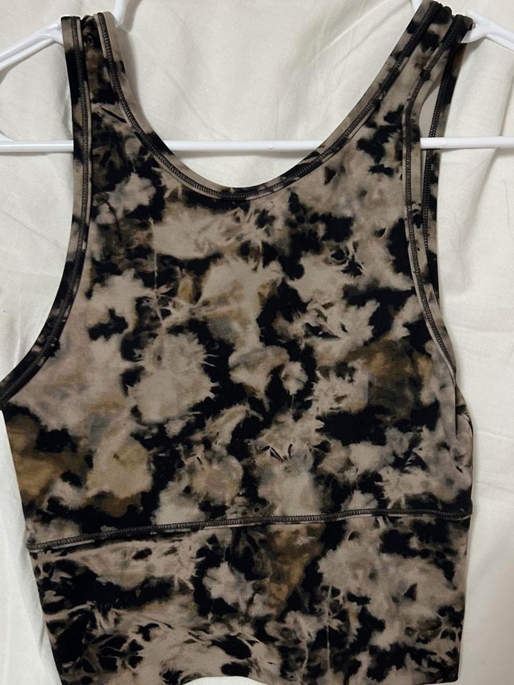 lululemon athletica Neutral Tie-Dye Sports Bra Top in Black and Taupe